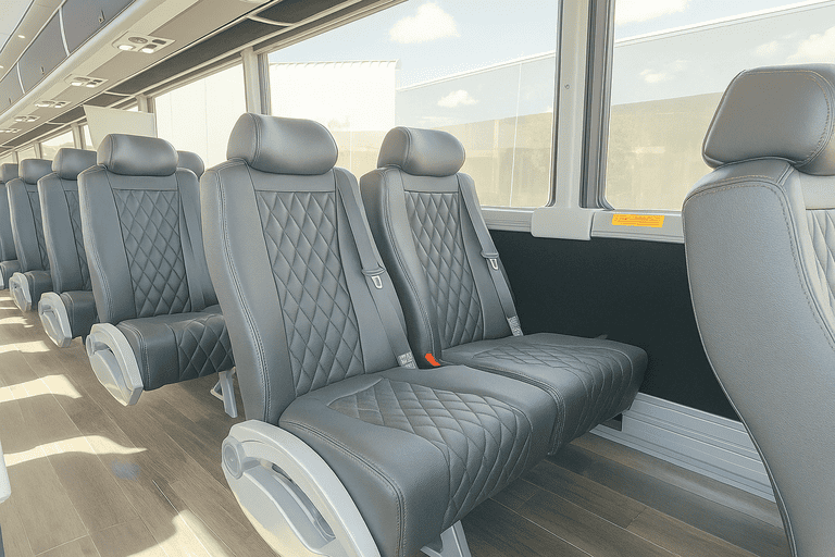 interior of Buena Park Minibus Company charter bus