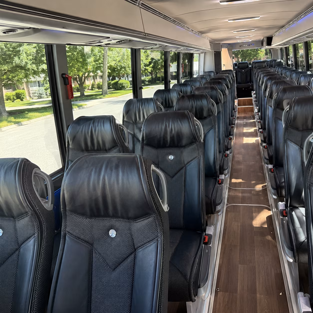 buena park 40 passenger charter bus inside