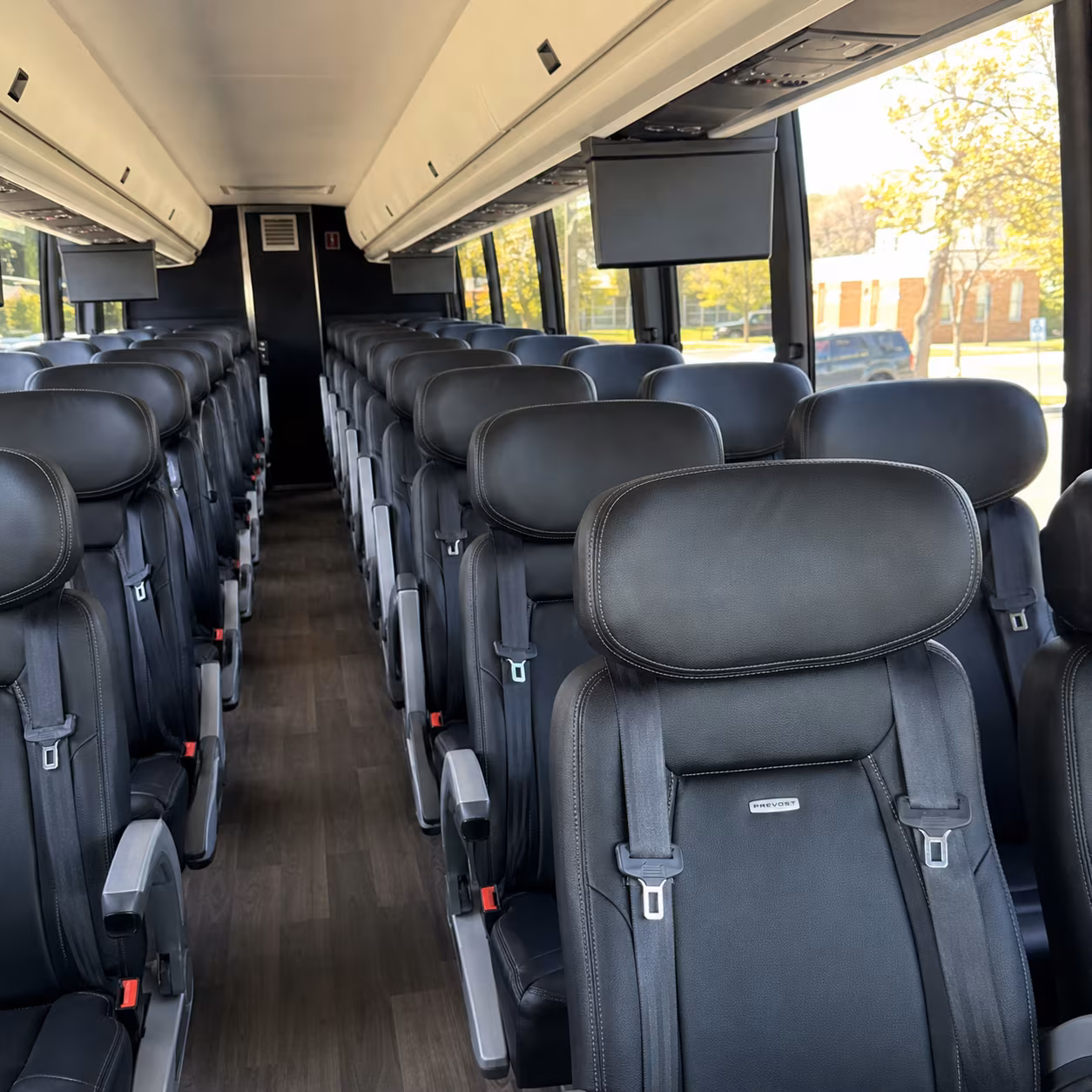 buena park 45 passenger charter bus inside
