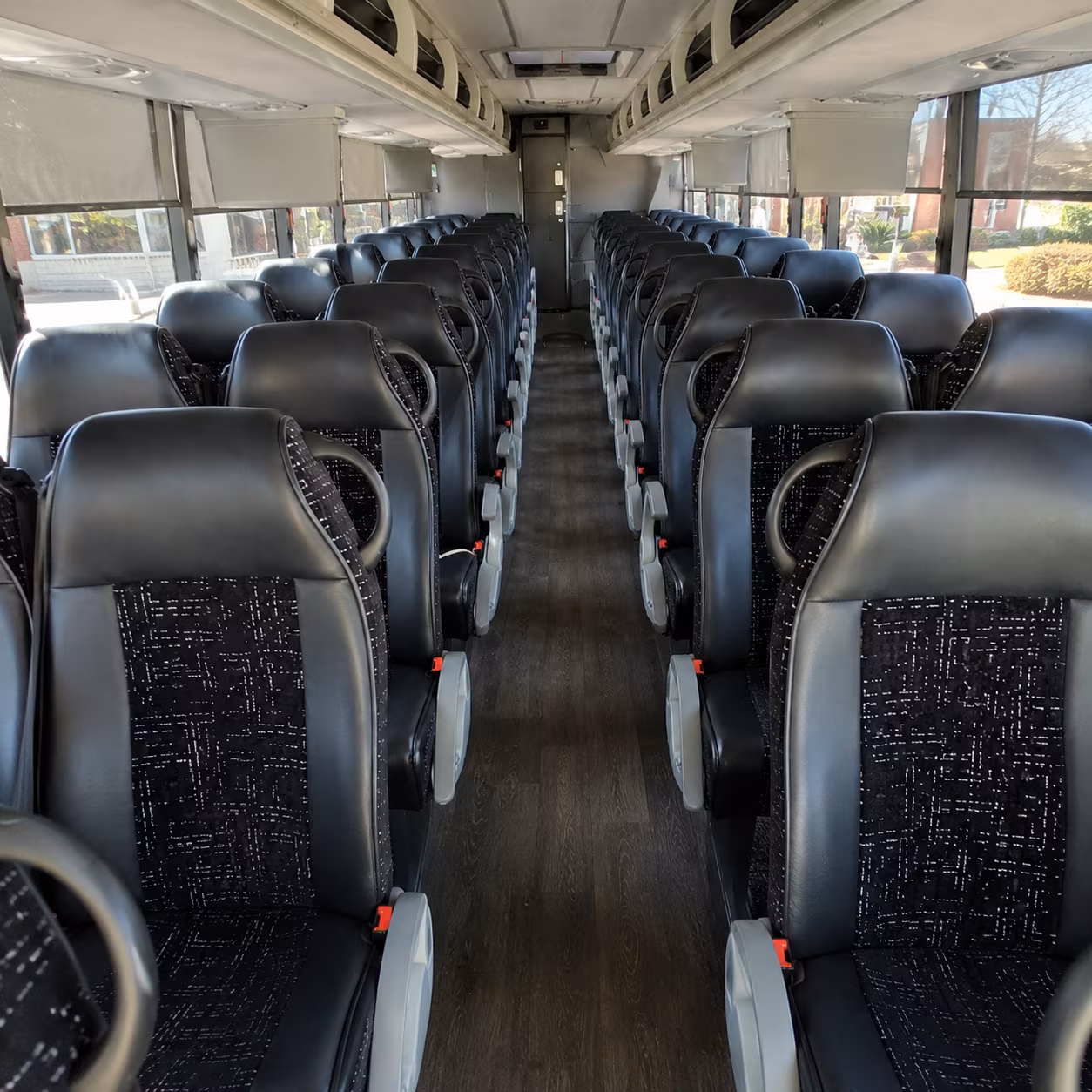buena park 54 passenger charter bus inside